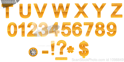 Image of Golden Diamond T-Z letters and 0-9 numerals