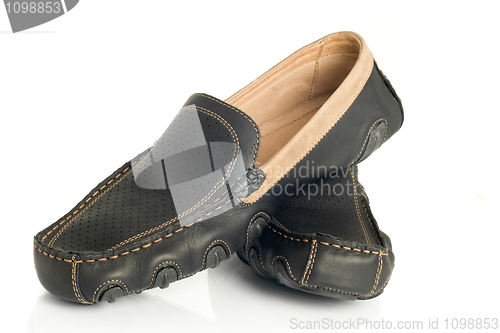 Image of Modern black mens moccasins