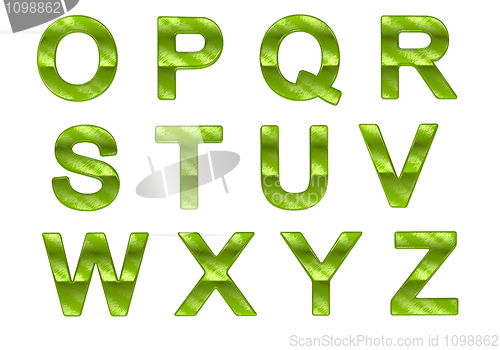 Image of Green ecofriendly O-Z letters with grass pattern 