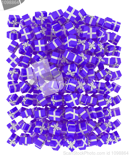 Image of Pile of purple gift boxes