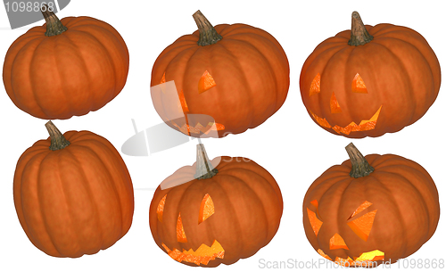 Image of Halloween pumpkins collection on white