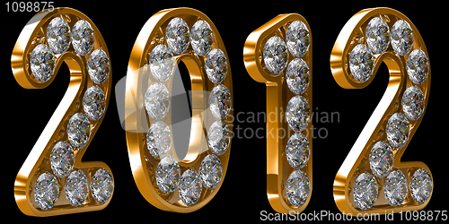 Image of Golden 2012 year incrusted with diamonds