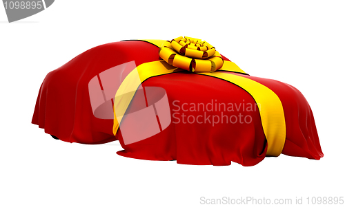Image of Car of Dream covered with red cloth