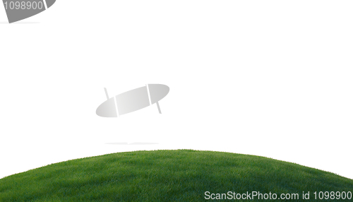 Image of Green grass on hill isolated over white