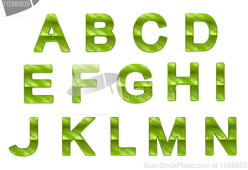 Image of Green ecofriendly A-N letters with grass pattern 