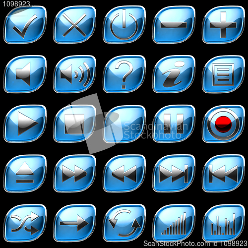 Image of Blue Control panel icons or buttons