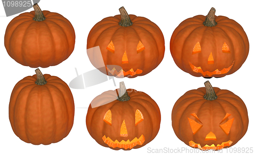 Image of Halloween pumpkins collection with light