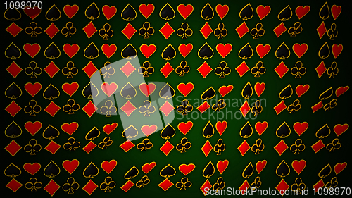 Image of Card suits and poker. Red & black