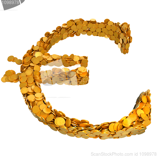 Image of Euro currency symbol assembled with coins