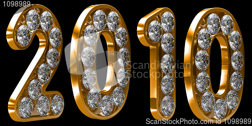 Image of Golden 2010 year incrusted with diamonds