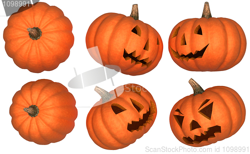 Image of Halloween pumpkins collection isolated