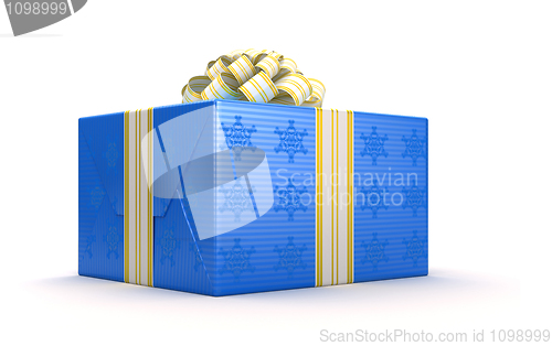Image of Blue present or gift box with bow