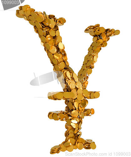 Image of Yen symbol assembled with coins
