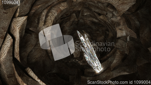 Image of Crystal columns in the dark cave