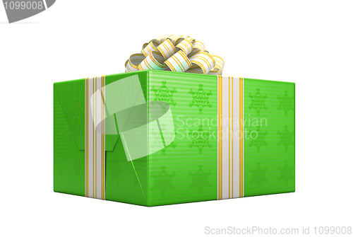 Image of Green wrapped present or gift box