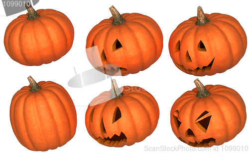Image of Halloween scary and funny pumpkins