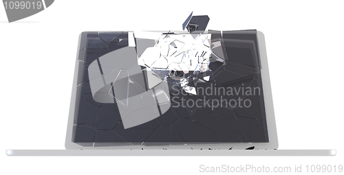 Image of Computer hack concept - damaged PC