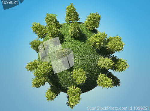 Image of Abstract green Earth planet with trees