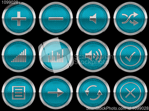 Image of Round blue Control panel icons or buttons