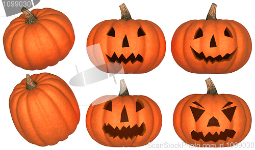 Image of Halloween pumpkins over white