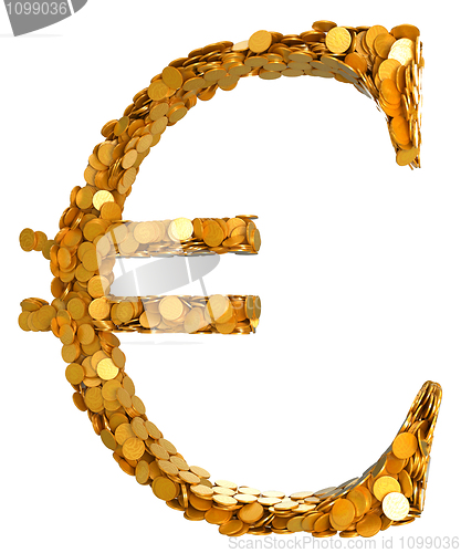 Image of Euro currency and cash. Symbol assembled with coins