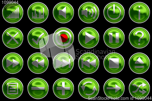 Image of Round green Control panel icons or buttons
