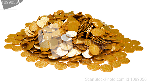 Image of Earnings. Heap of golden coins isolated