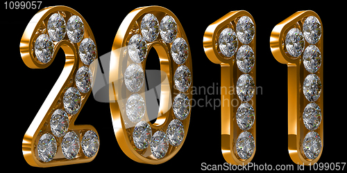 Image of Golden 2011 year incrusted with diamonds