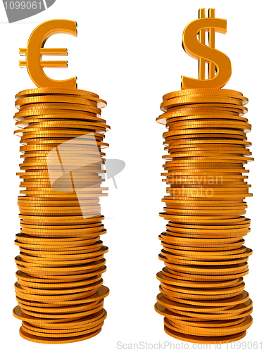 Image of Currency equation - US dollar and Euro