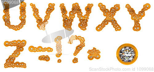 Image of Golden Diamond U-Y letters and punctuation marks