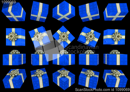 Image of Different views of blue gift box