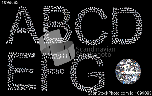 Image of Diamond A-G letters with large gemstone