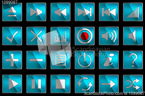 Image of Square blue Control panel icons or buttons
