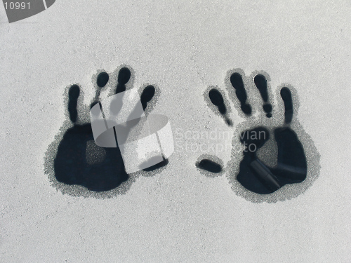 Image of Warm hands on a cold car some frosty winter morning.