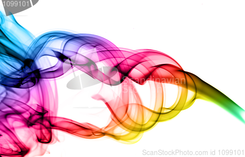 Image of Abstract colorful puff of smoke on white