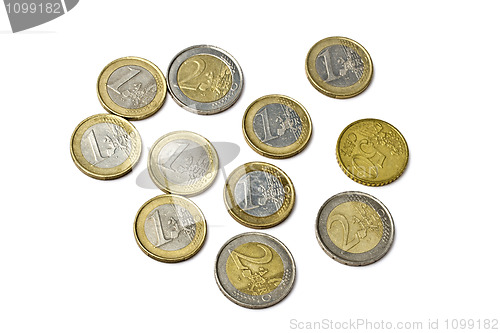 Image of Euro coins isolated on white background 