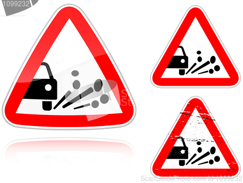 Image of Variants a Blowout of gravel - road sign