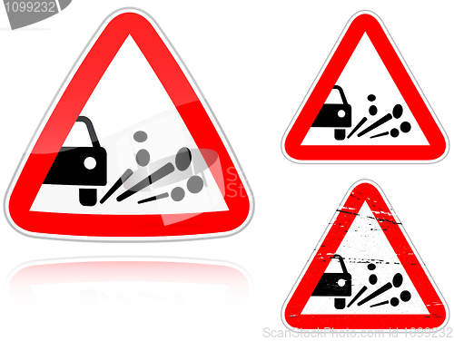 Image of Variants a Blowout of gravel - road sign