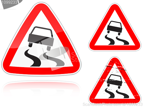 Image of Variants a Slippery road - road sign
