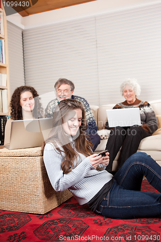 Image of Family with wireless technology