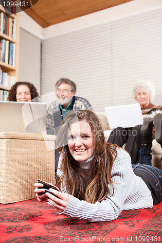 Image of Family with wireless technology