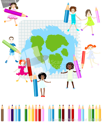 Image of happy kids drawing