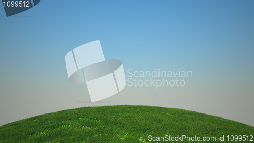 Image of Green grass on the hill and blue sky