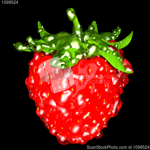 Image of Strawberry with drops isolated over black