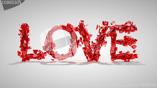 Image of Love and divorce concept - red broken word