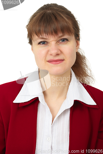 Image of Angry young woman wrinkled face