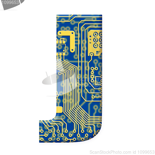 Image of Letter from electronic circuit board alphabet on white backgroun