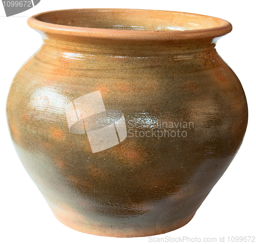 Image of Old ceramic pot on white background