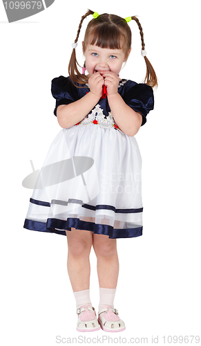 Image of Funny girl in beautiful dress