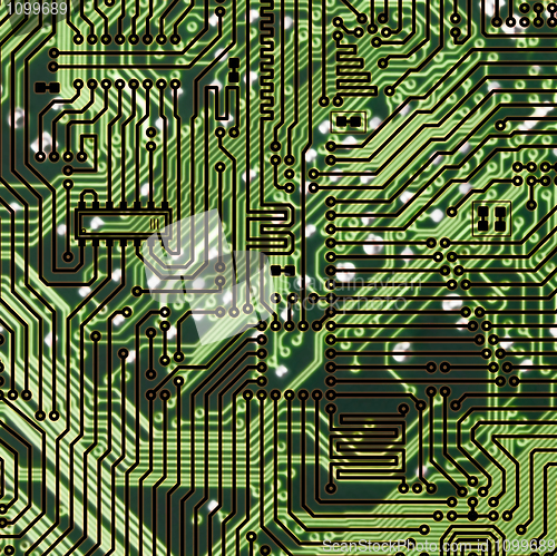 Image of Circuit board dark green hi-tech texture